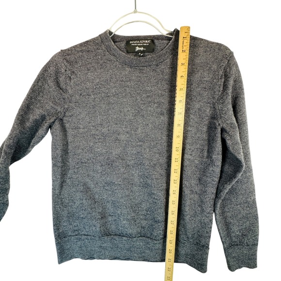 Banana‎ Republic Italian Merino Wool Sweater Navy Heather Medium - Picture 7 of 8